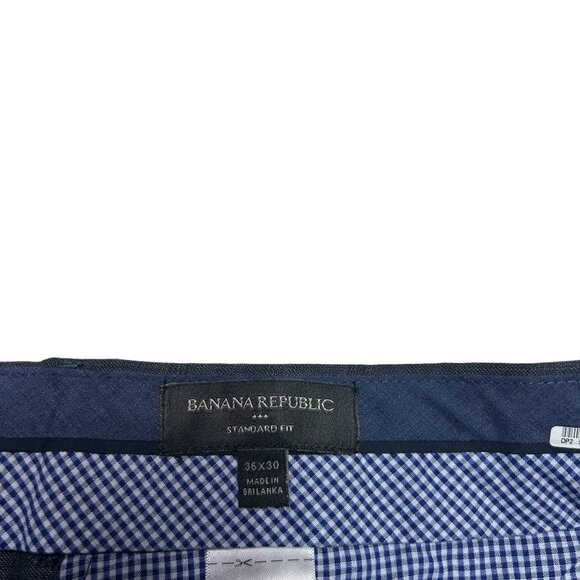 Banana Republic Standard Fit Pants Mens 36 X 30 Charcoal Gray Plaid Flat Front - Picture 7 of 9